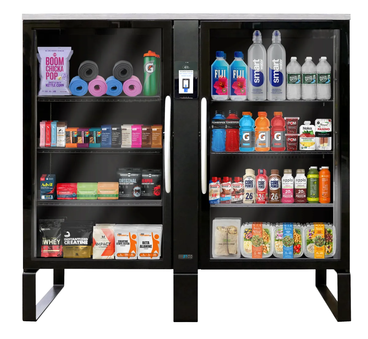Hand using contactless payment at smart vending machine